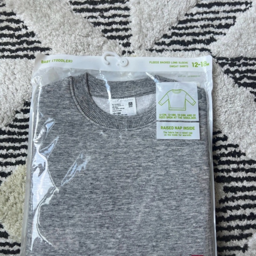 NWT Uniqlo Fleece Backed Long Sweat Shirts for Baby